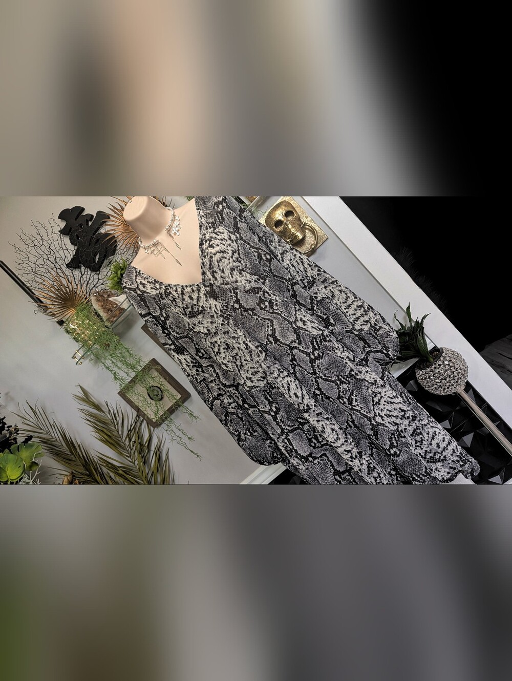 Pretty Little Thing Snakeskin Sheer Cover Up Blouse O/S